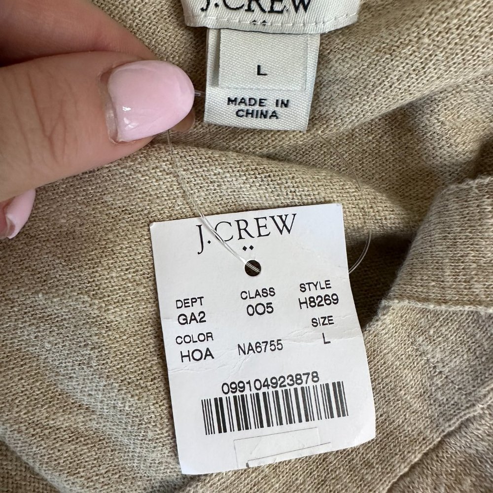 J. Crew Beige Cold Shoulder Top Women's Large NEW - Picture 5 of 5